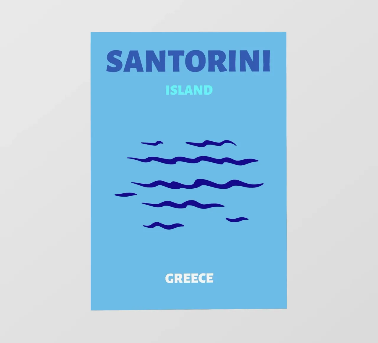 Santorini Greece Retro Island Travel Pop Art Print lámina retroiluminada de NorwesClub