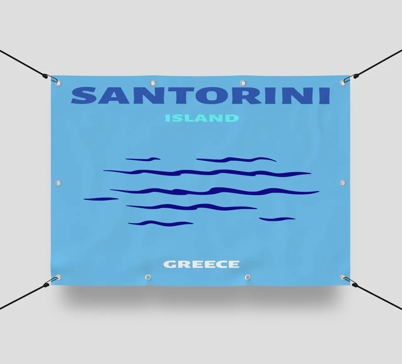 Santorini Grèce Retro Island Travel Pop Art Print bâche pvc de NorwesClub