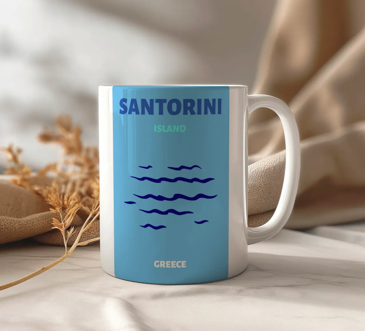 Santorini Grèce Retro Island Travel Pop Art Print mug en céramique de NorwesClub