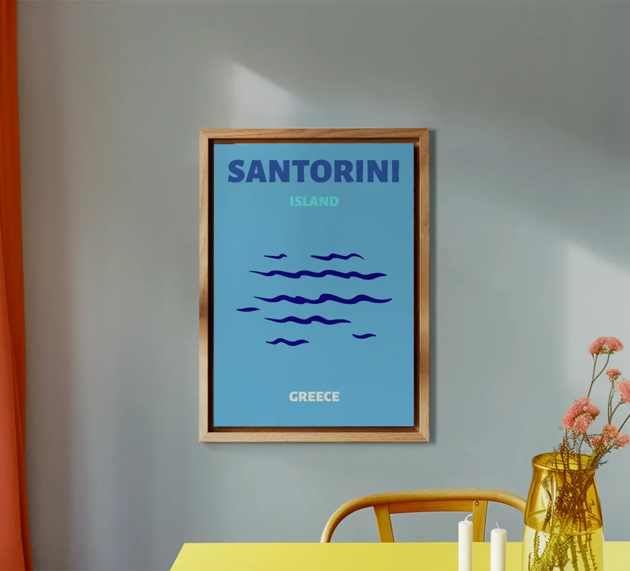Santorini Greece Retro Island Travel Pop Art Print aluminio dibond de NorwesClub