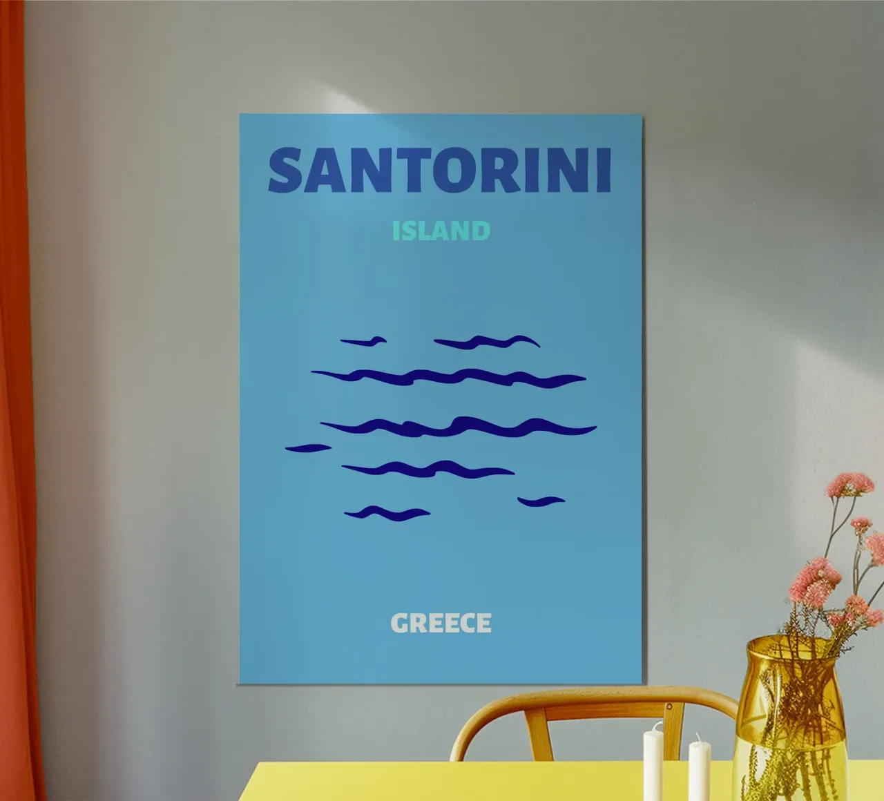 Santorini Greece Retro Island Travel Pop Art Print hahnemühle de NorwesClub