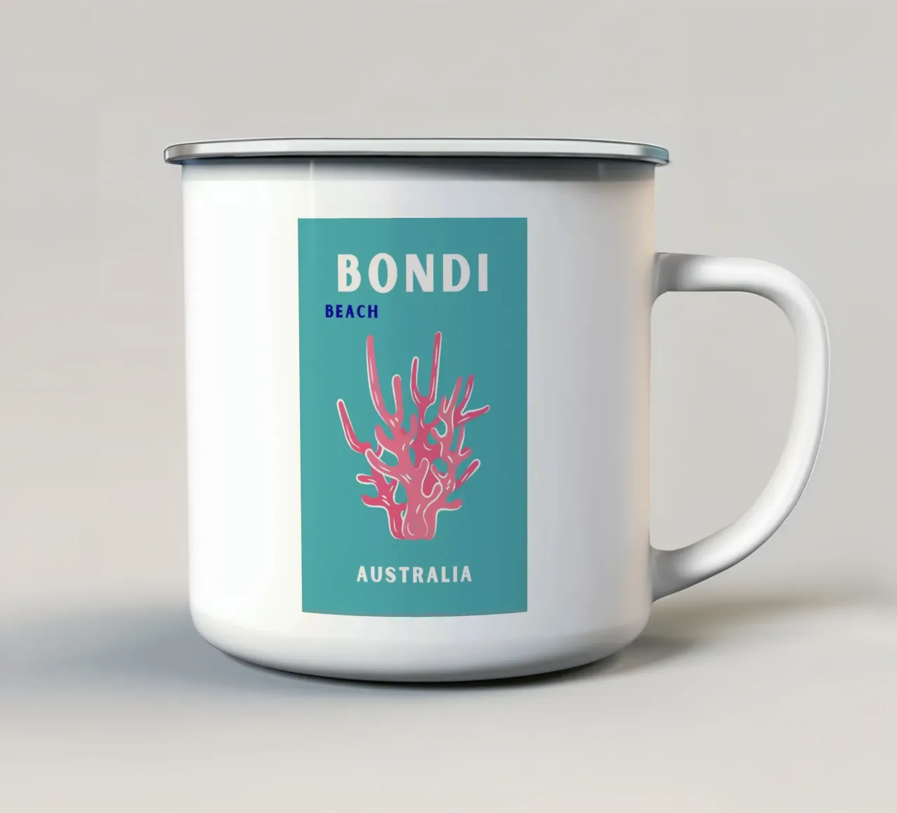 Stampa pop minimalista arancione corallo astratto oceano tazza in smalto da NorwesClub