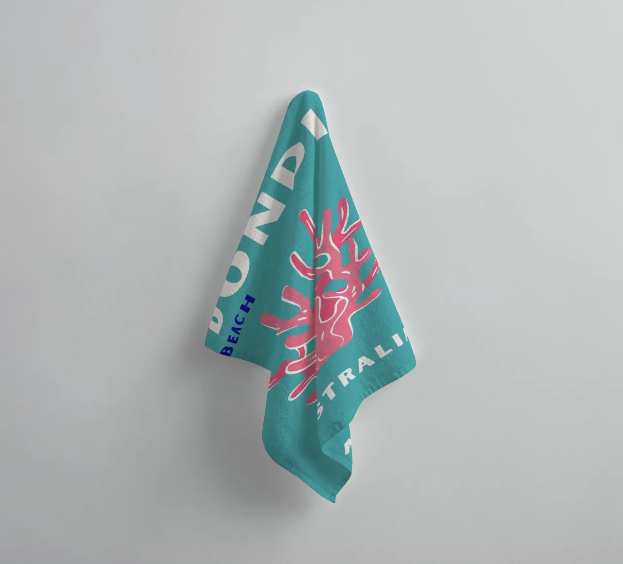 Minimalistische Oranje Koraal Abstracte Oceaan Pop Art Print badhanddoek van NorwesClub