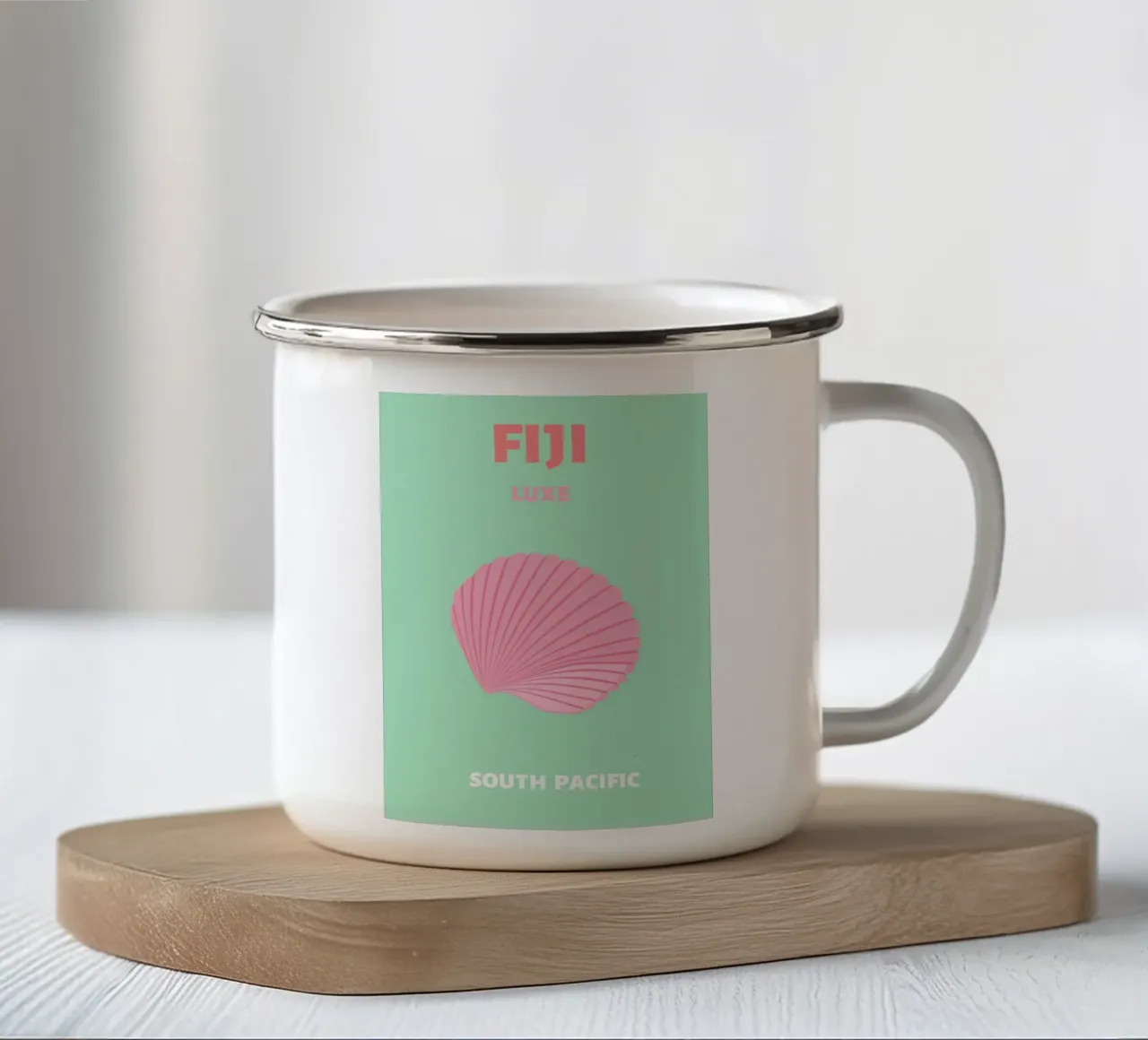 Conchiglia rosa Retro Ocean Art Illustrazione pop art tazza in smalto da NorwesClub