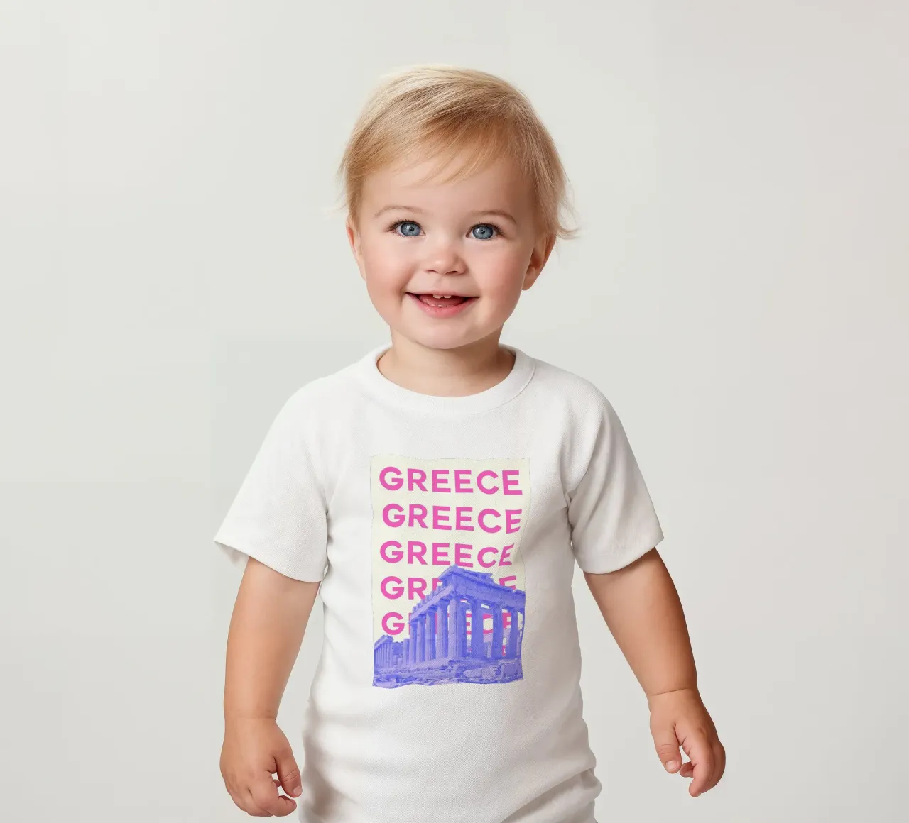 Greece Parthenon Pop Art Travel Print - Vibrant Souvenir baby t-shirt by NorwesClub
