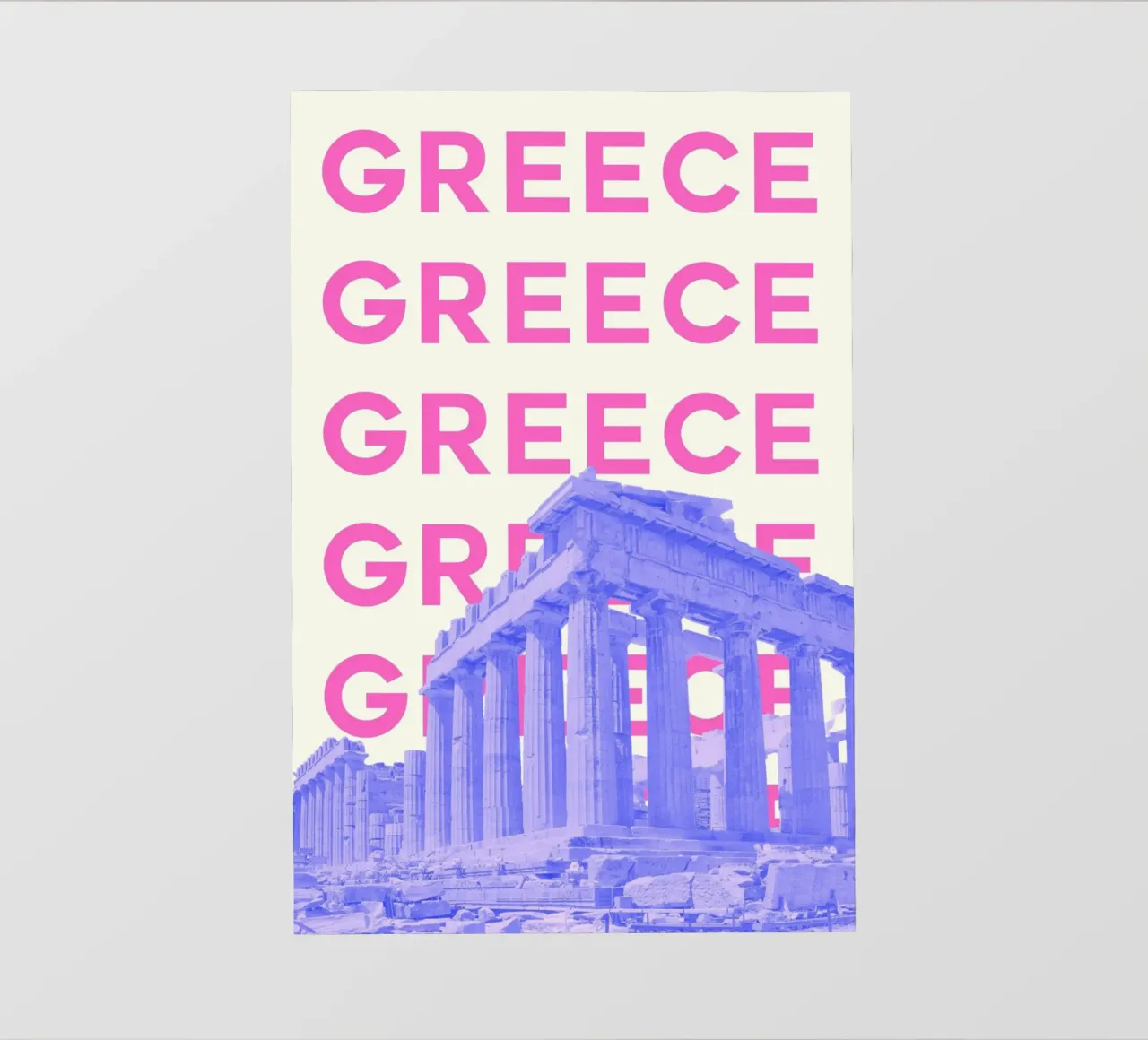 Stampa da viaggio Pop Art del Partenone in Grecia - Souvenir vibrante telo in pvc da NorwesClub