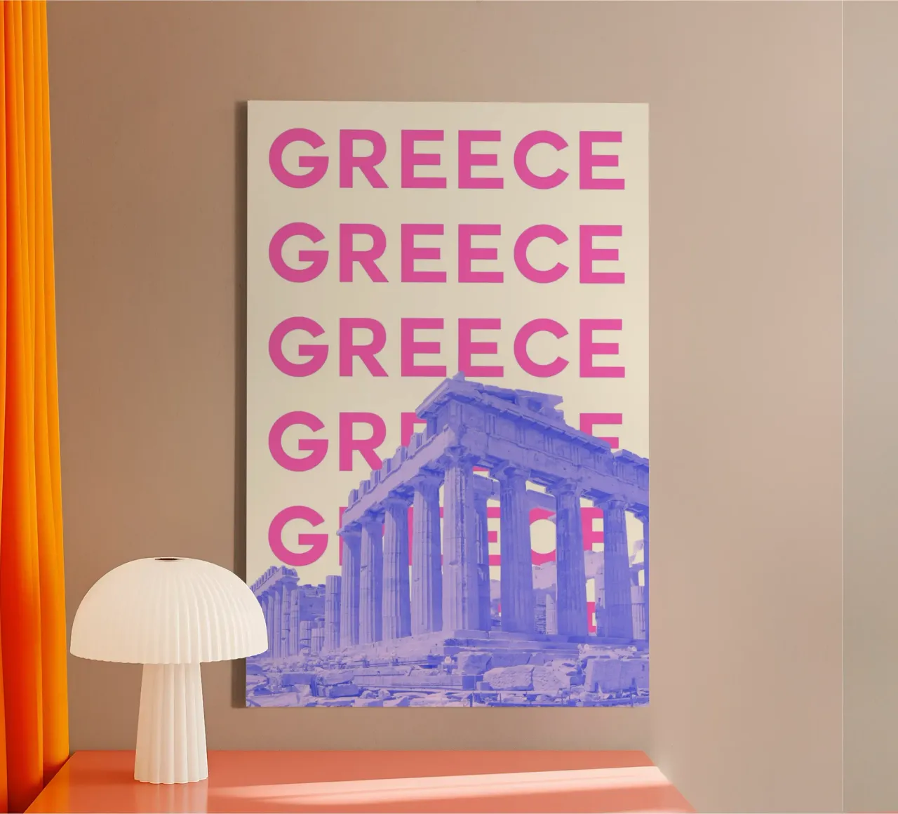 Griechenland Parthenon Pop Art Travel Print - Lebendiges Souvenir Leinwand mit Schattenfugenrahmen von NorwesClub