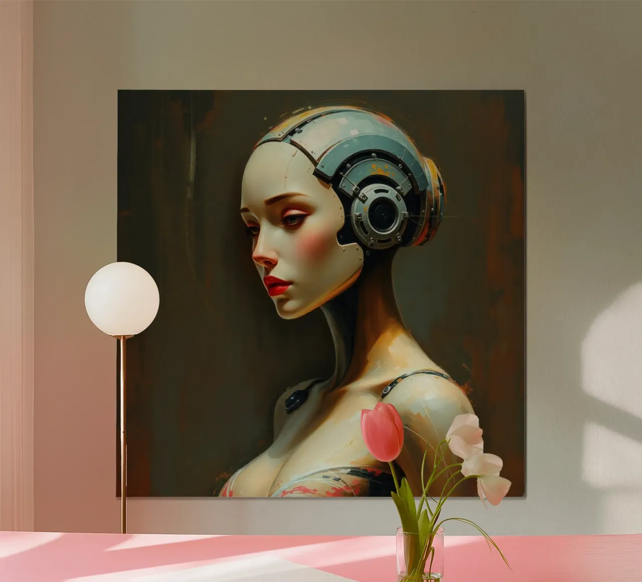 Rappresentazione scultorea di un robot umanoide poster da DesignDoodle