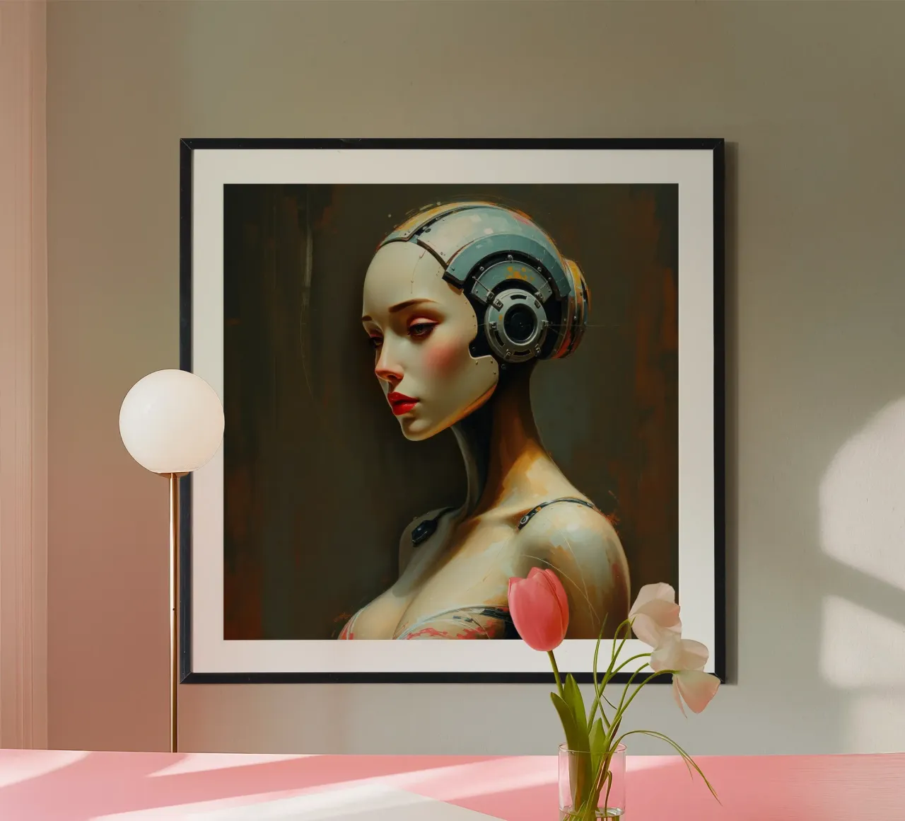 Rappresentazione scultorea di un robot umanoide poster da DesignDoodle