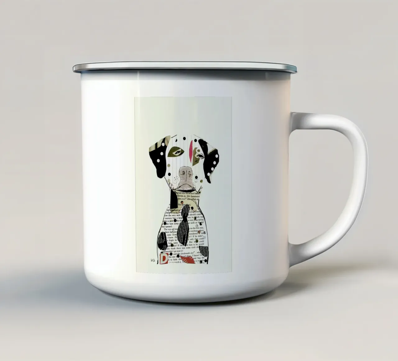 dalmatian enamel mug by Brian Buckley