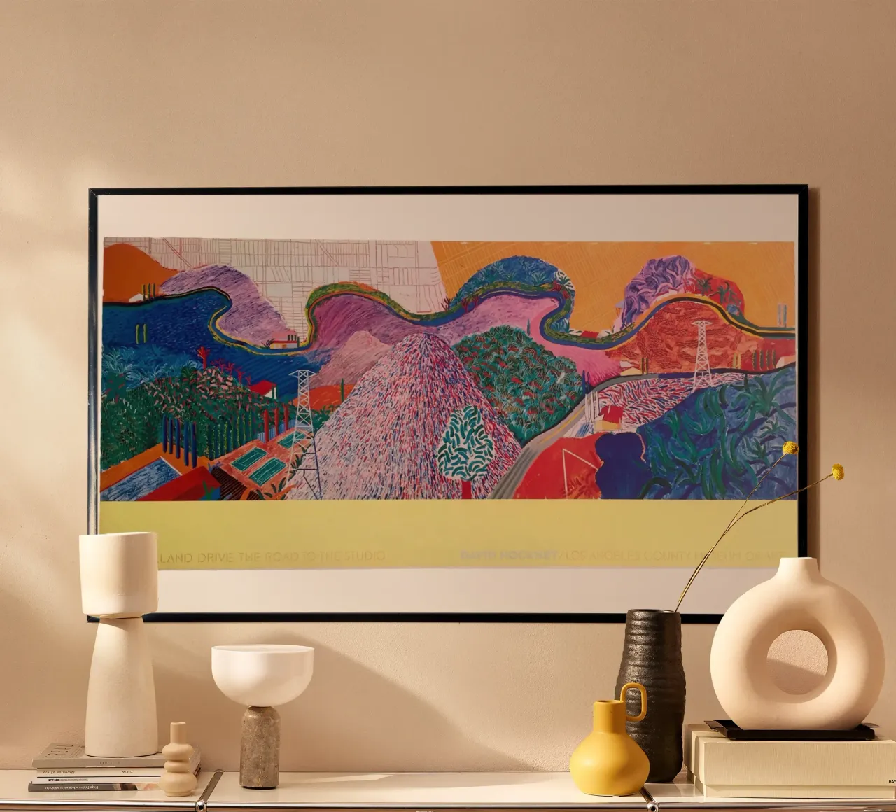 david hockney raro vintage 1980 originale poster con telaio in alluminio da khanrosie
