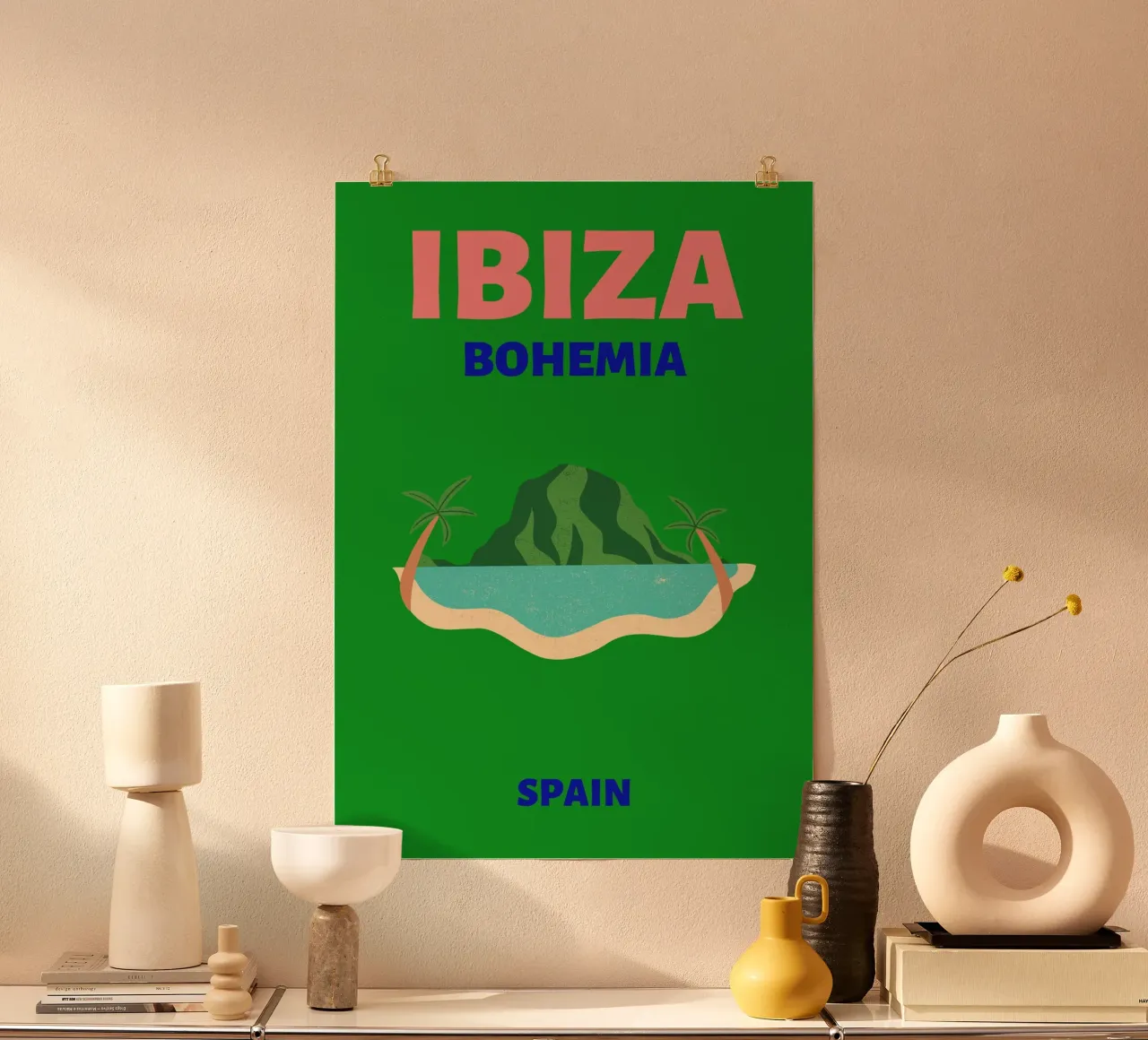 Ibiza Bohemia Island - Lebendiges minimalistisches Reiseposter Poster von NorwesClub