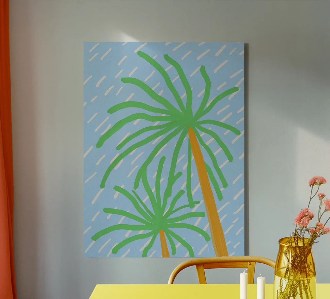 Palm in the wind canvas with Floater frame by Little Dean
