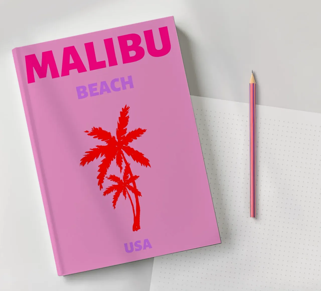 Miami Palmboom Grafische Vintage Reisposter 1970 notitieboek van NorwesClub