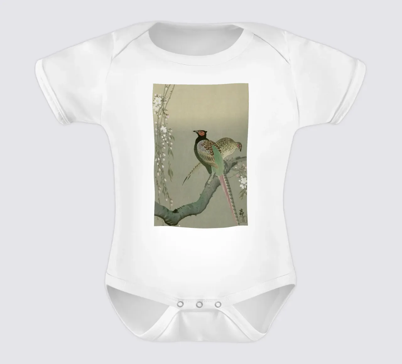 Shôson - Pheasants in a Cherry Blossom Branch. body neonato maniche corte da ARTOTHEK