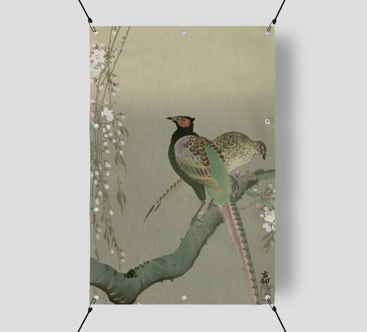 Shôson - Pheasants in a Cherry Blossom Branch. telo in pvc da ARTOTHEK