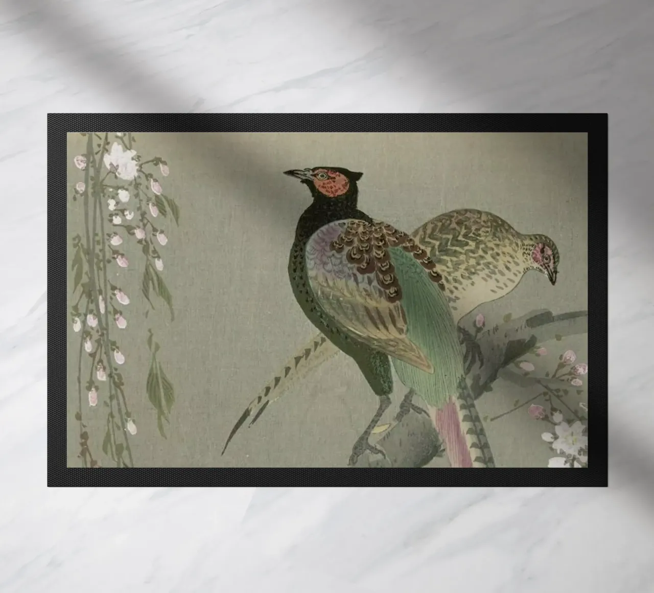 Shôson - Pheasants in a Cherry Blossom Branch. zerbino da ARTOTHEK