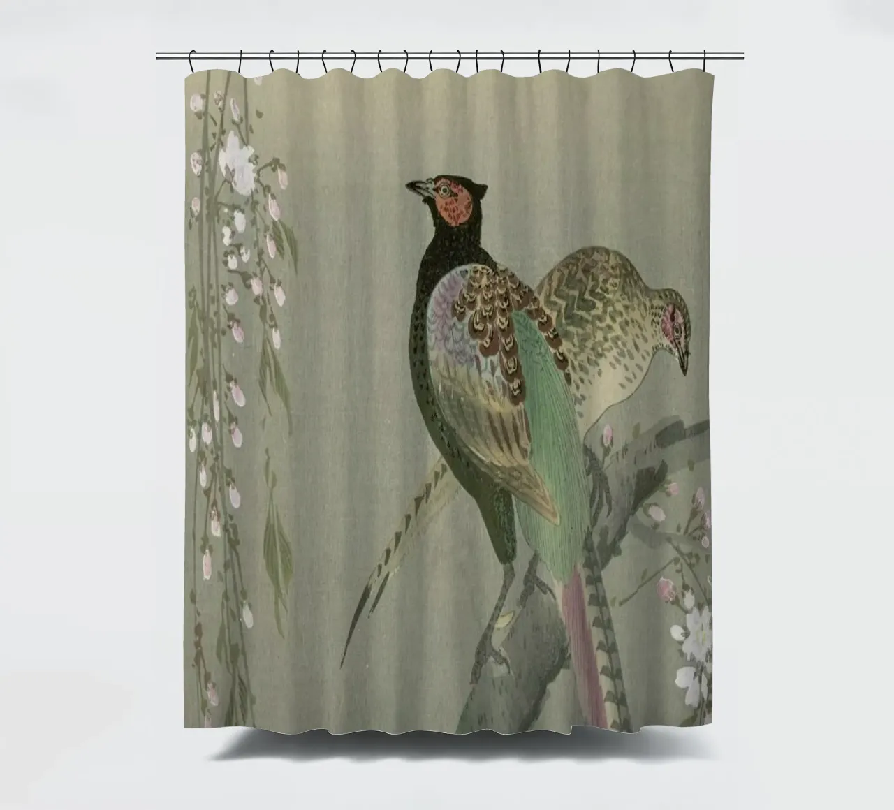 Shôson - Pheasants in a Cherry Blossom Branch. tenda da doccia da ARTOTHEK