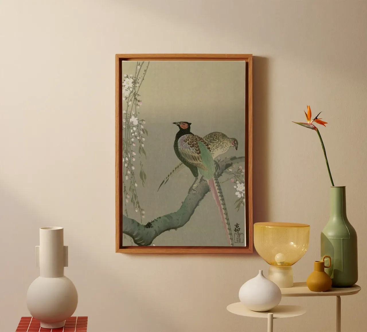 Shôson - Pheasants in a Cherry Blossom Branch. canvas by ARTOTHEK