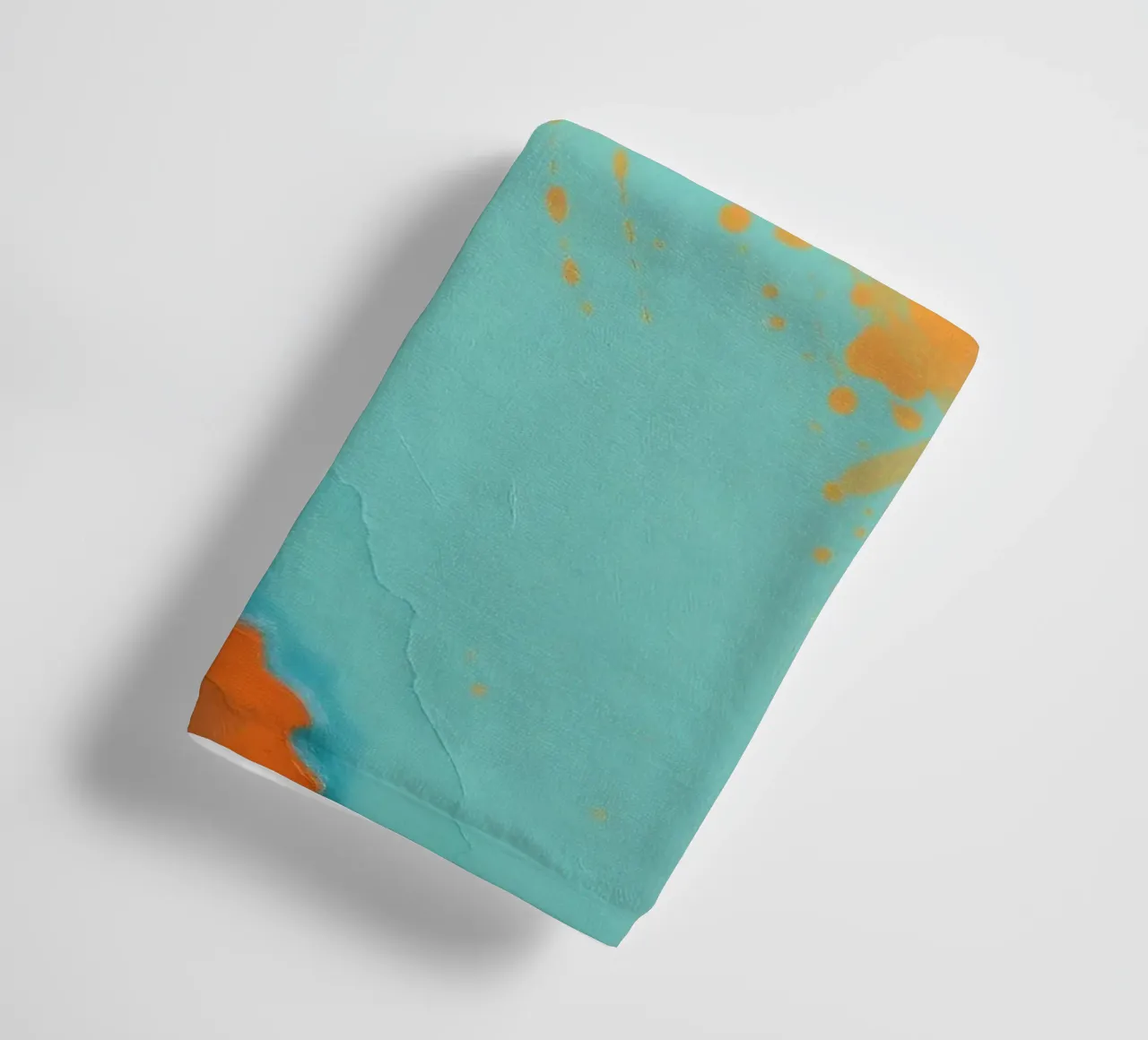Abstract art painting with vibrant orange and turquoise towel by DesignDoodle