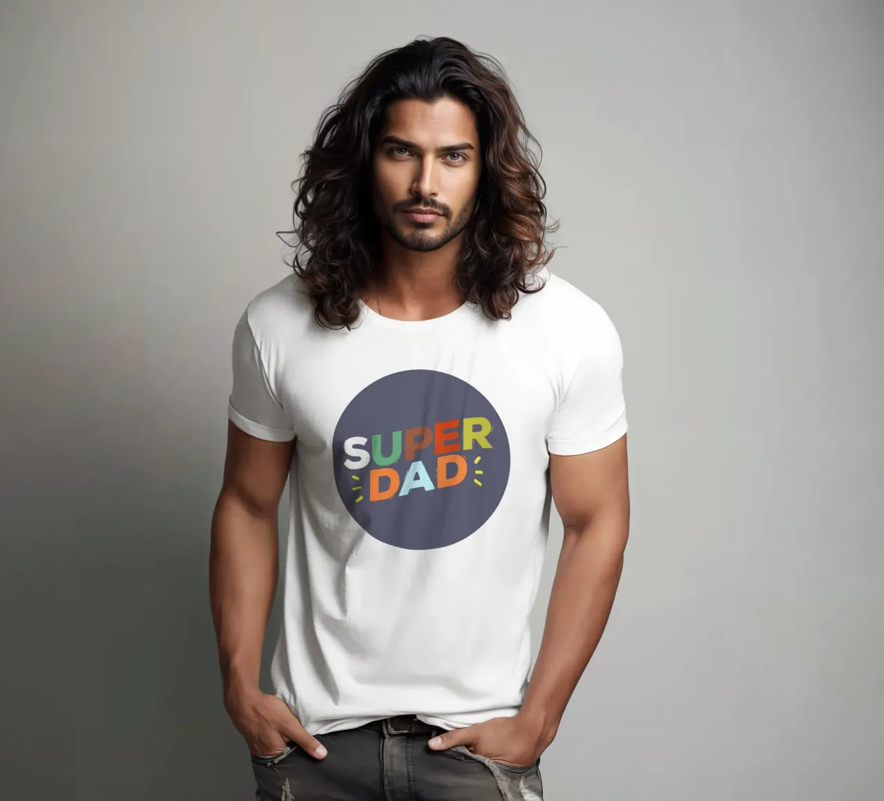 Bold Retro "SUPER DAD" Typography t-shirt da showmemars