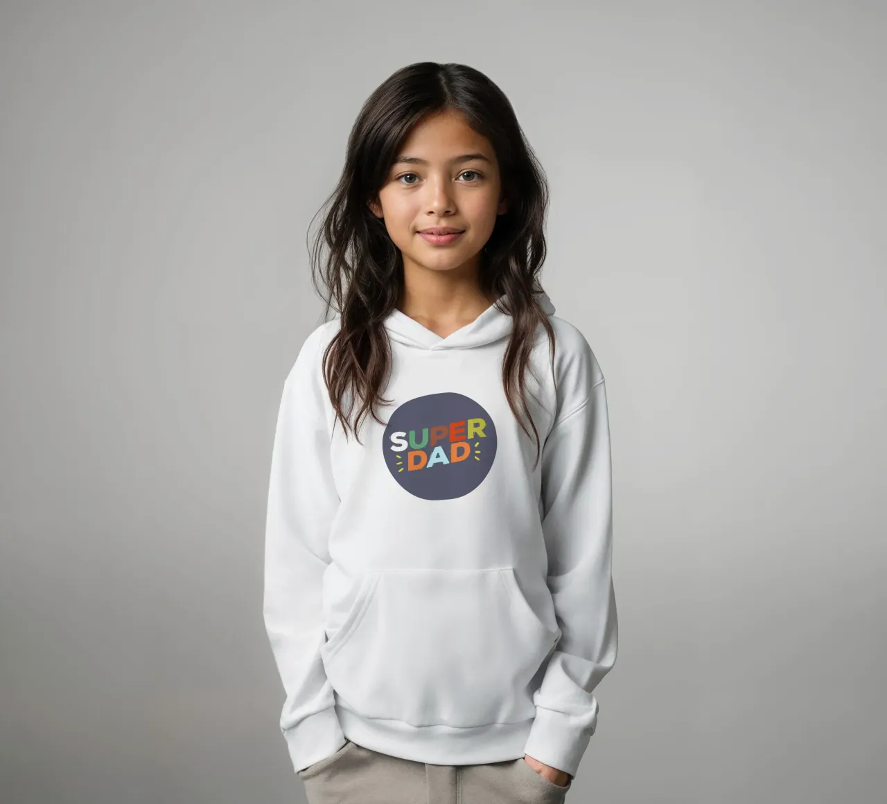 Bold Retro "SUPER DAD" Typography felpa bambino con cappuccio da showmemars