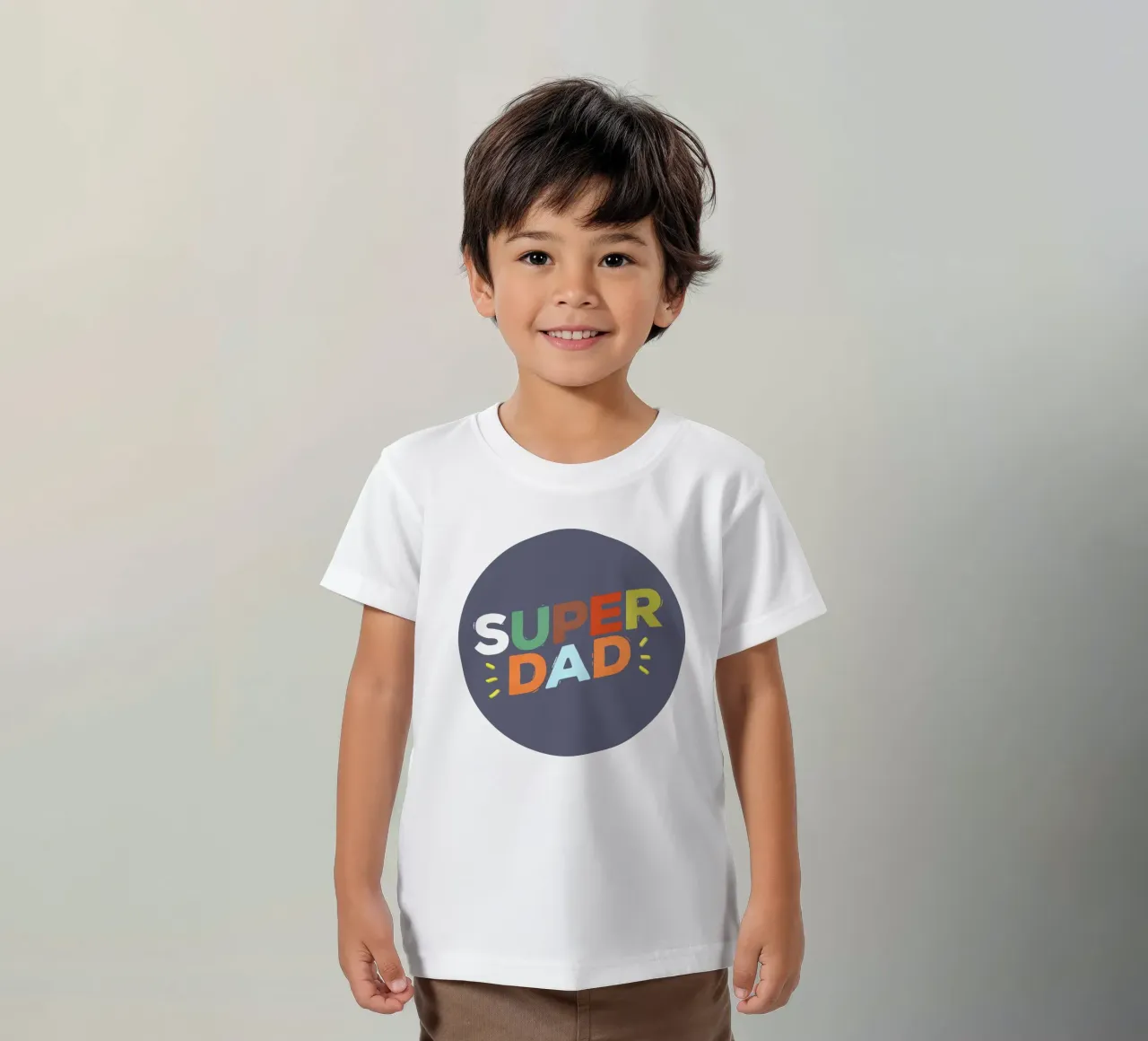 Bold Retro "SUPER DAD" Typography kids t-shirt by showmemars