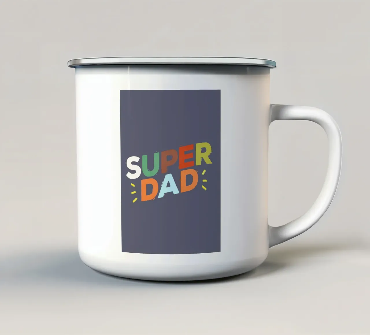 Bold Retro "SUPER DAD" Typography tazza in smalto da showmemars