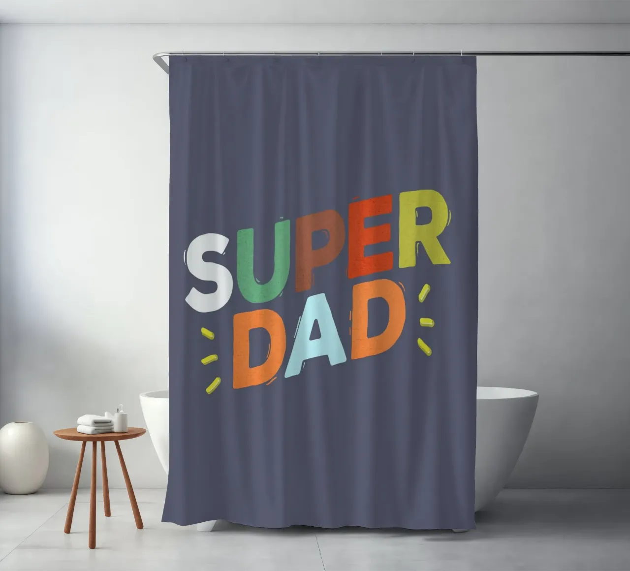 Bold Retro "SUPER DAD" Typography tenda da doccia da showmemars