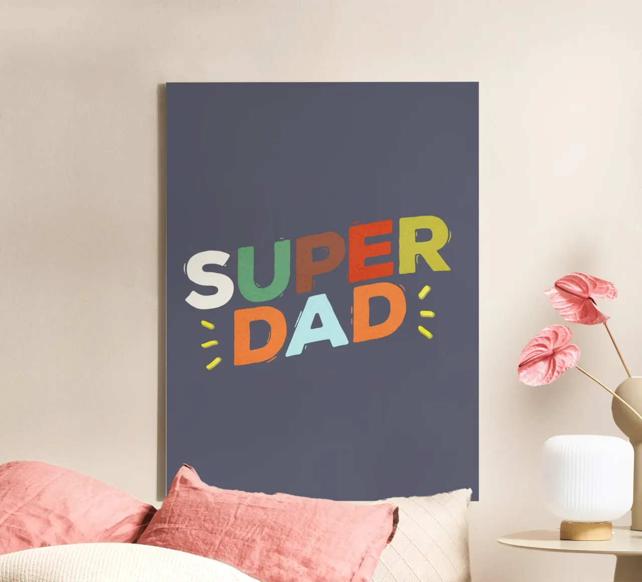 Bold Retro "SUPER DAD" Typography tela con Cornice a cassetta da showmemars