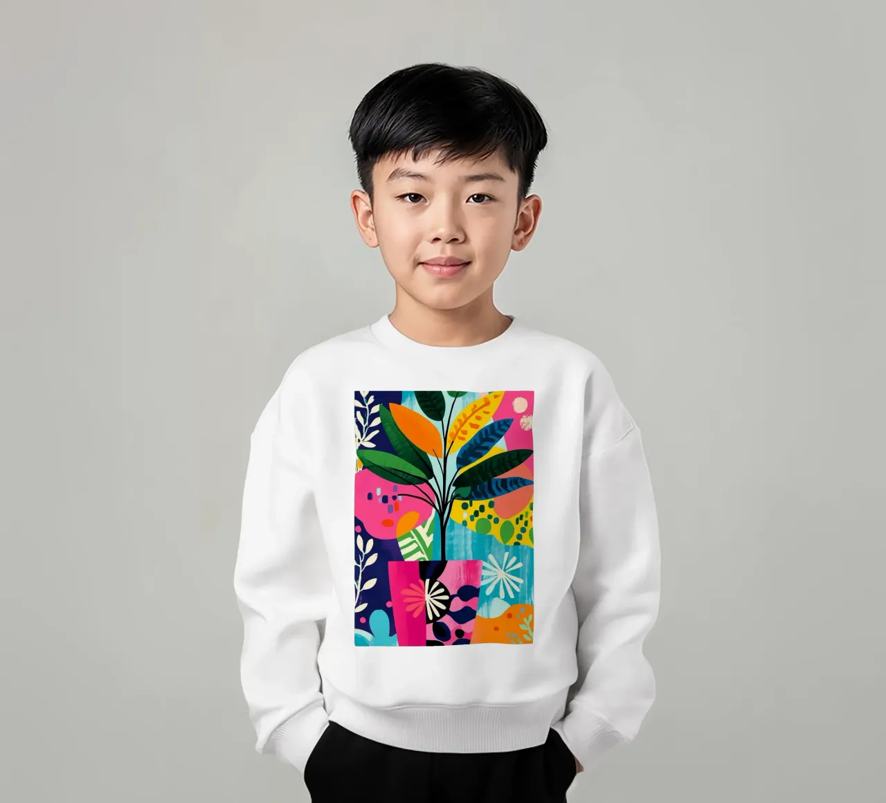 Piante in vaso colorate felpa bambino da Justyna Jaszke JBJart