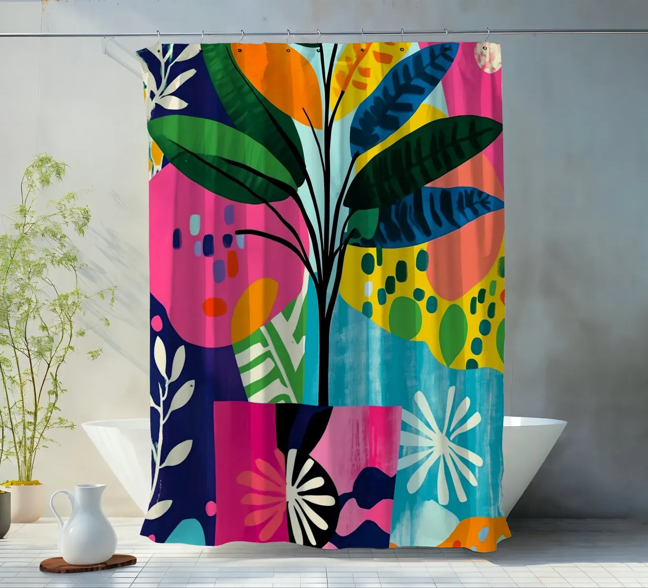 Piante in vaso colorate tenda da doccia da Justyna Jaszke JBJart
