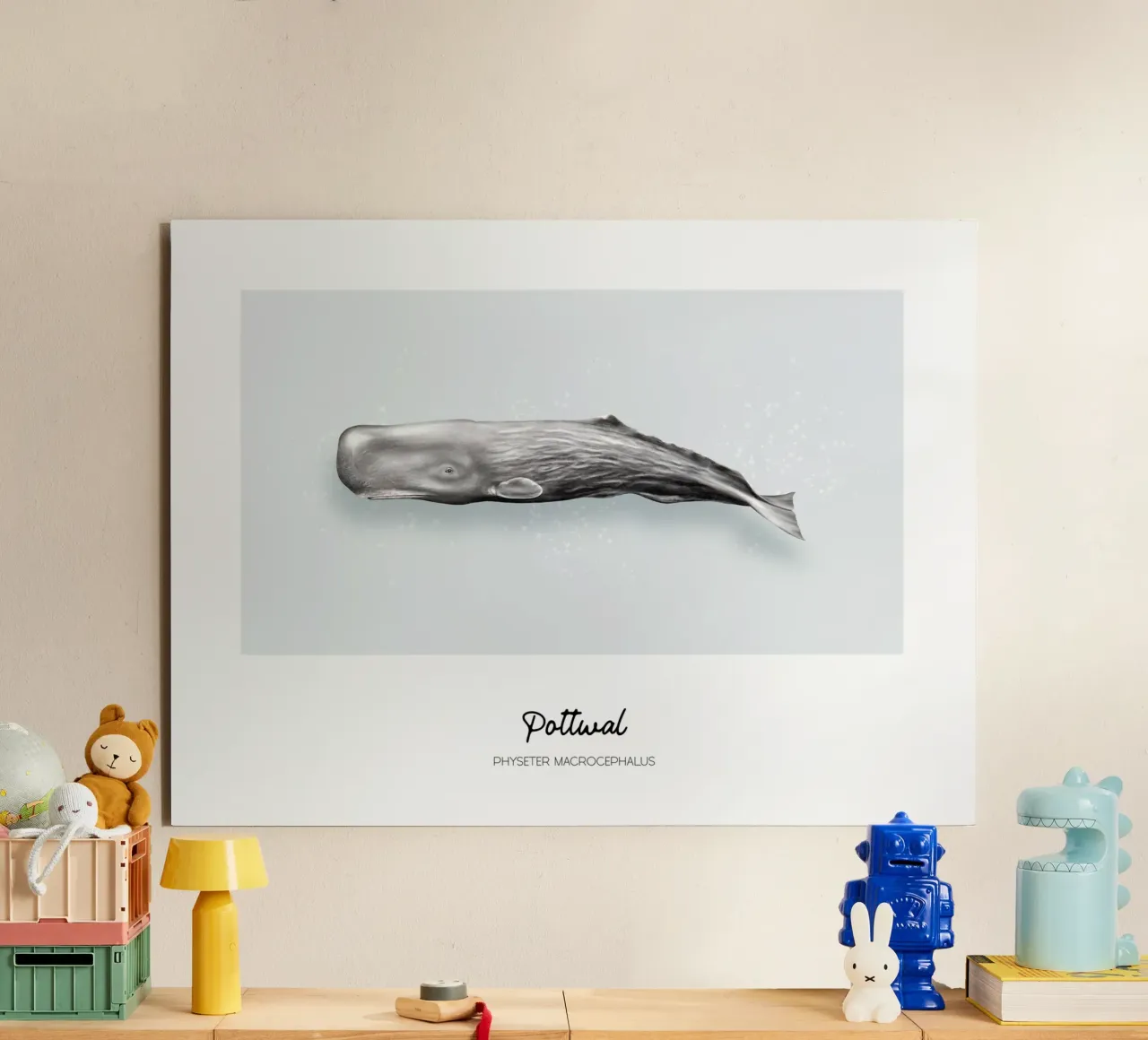 Capodoglio - Illustrazione di balene e delfini alluminio dibond da Moonlit Illustrations
