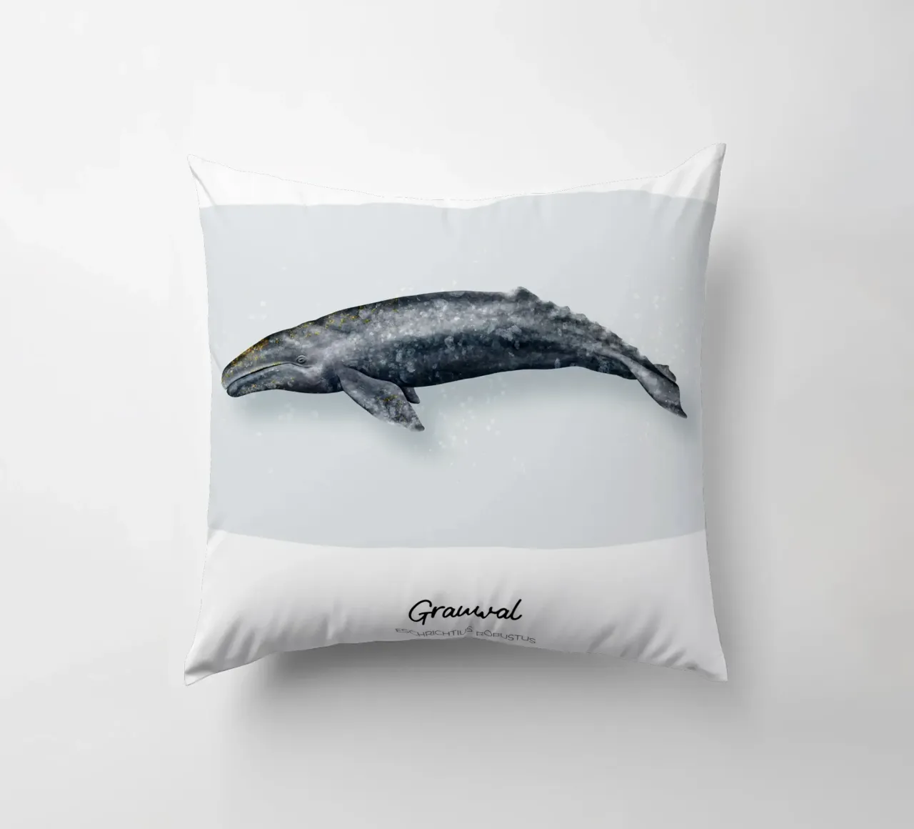 Grauwal - Illustrazione di Wale e Delfine cuscino da Moonlit Illustrations