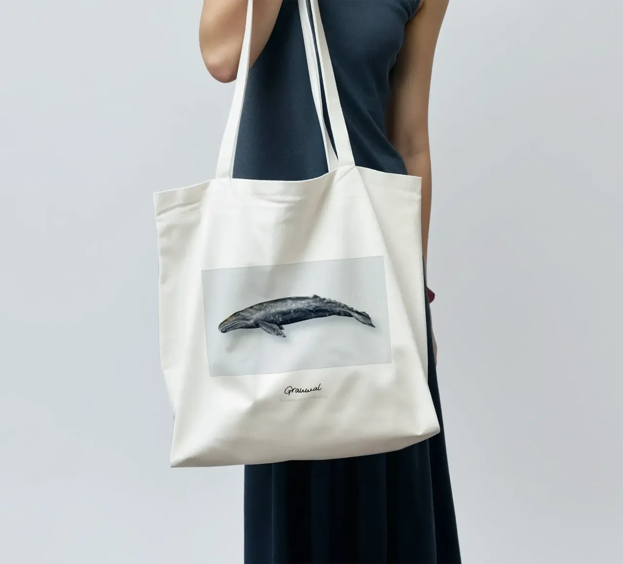 Grauwal - Ilustración de Wale y Delfine tote bag de Moonlit Illustrations