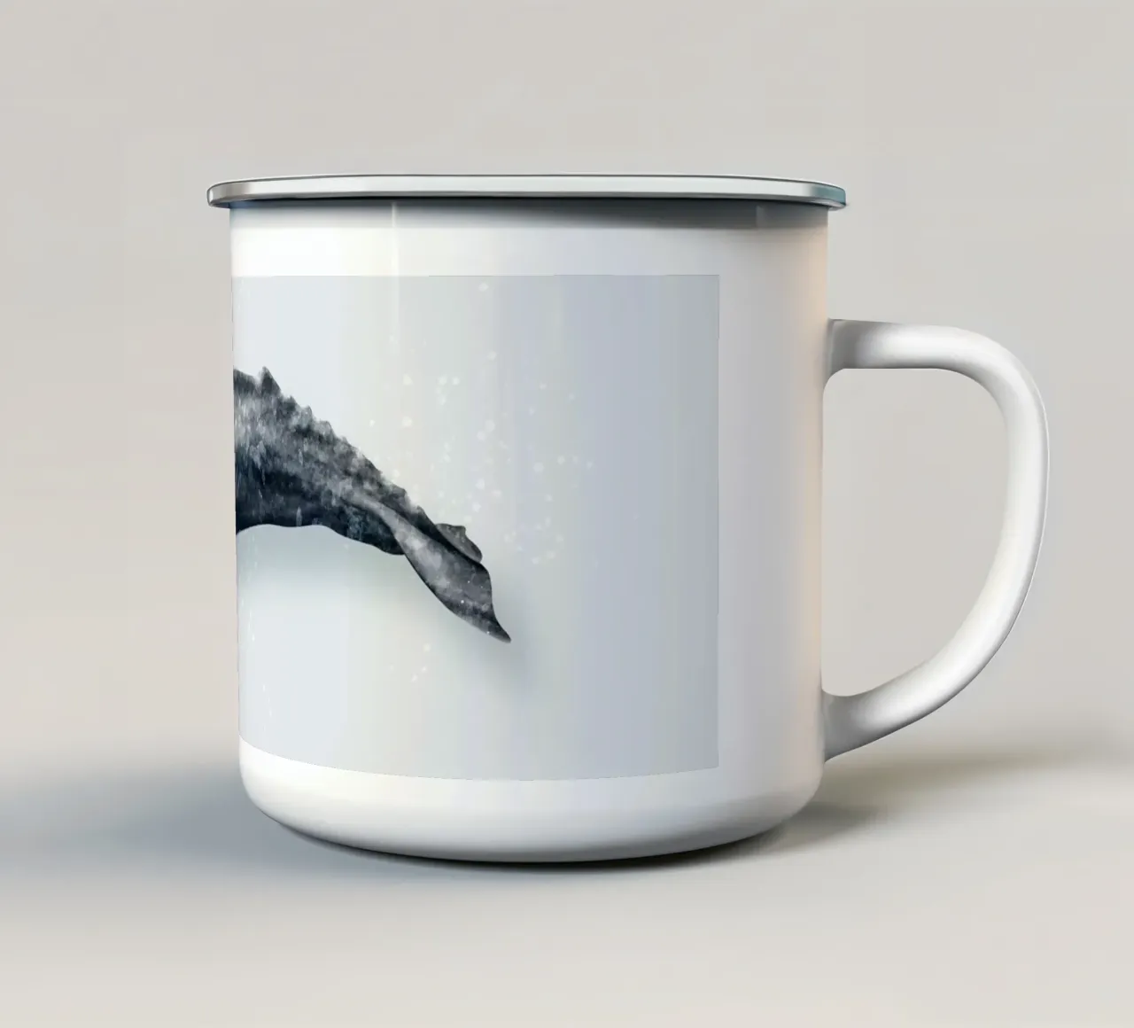 Grauwal - Illustrazione di Wale e Delfine tazza in smalto da Moonlit Illustrations