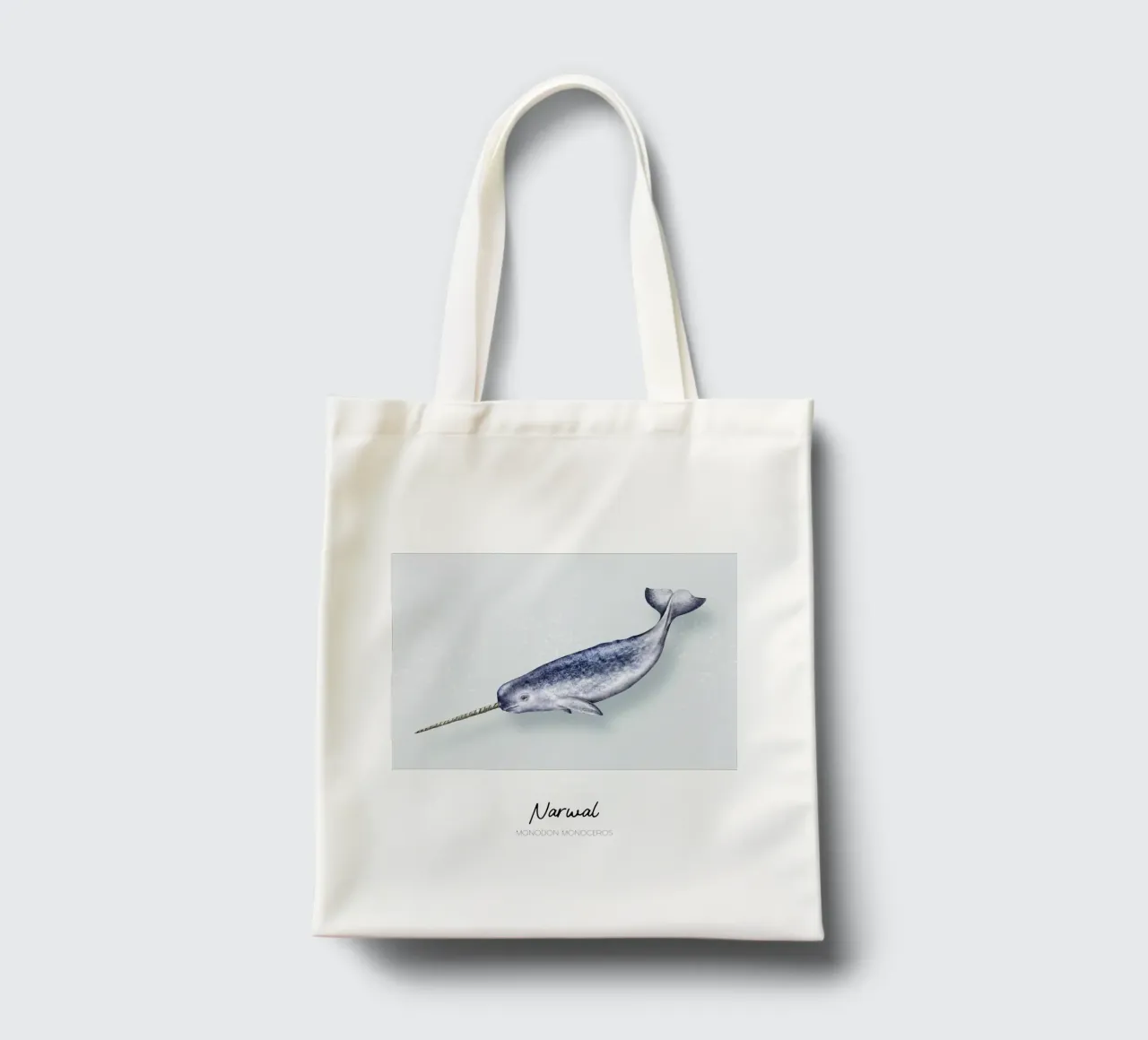 Narvalo - Illustrazione di Wale e Delfine borsa in juta da Moonlit Illustrations