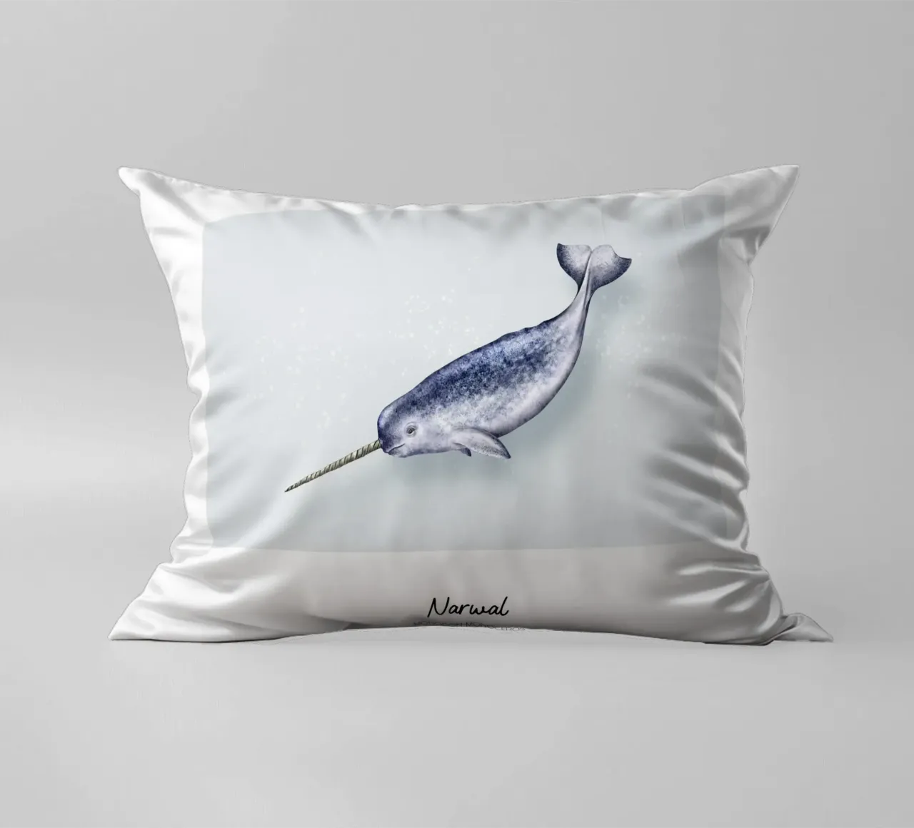 Narvalo - Illustrazione di Wale e Delfine cuscino da Moonlit Illustrations