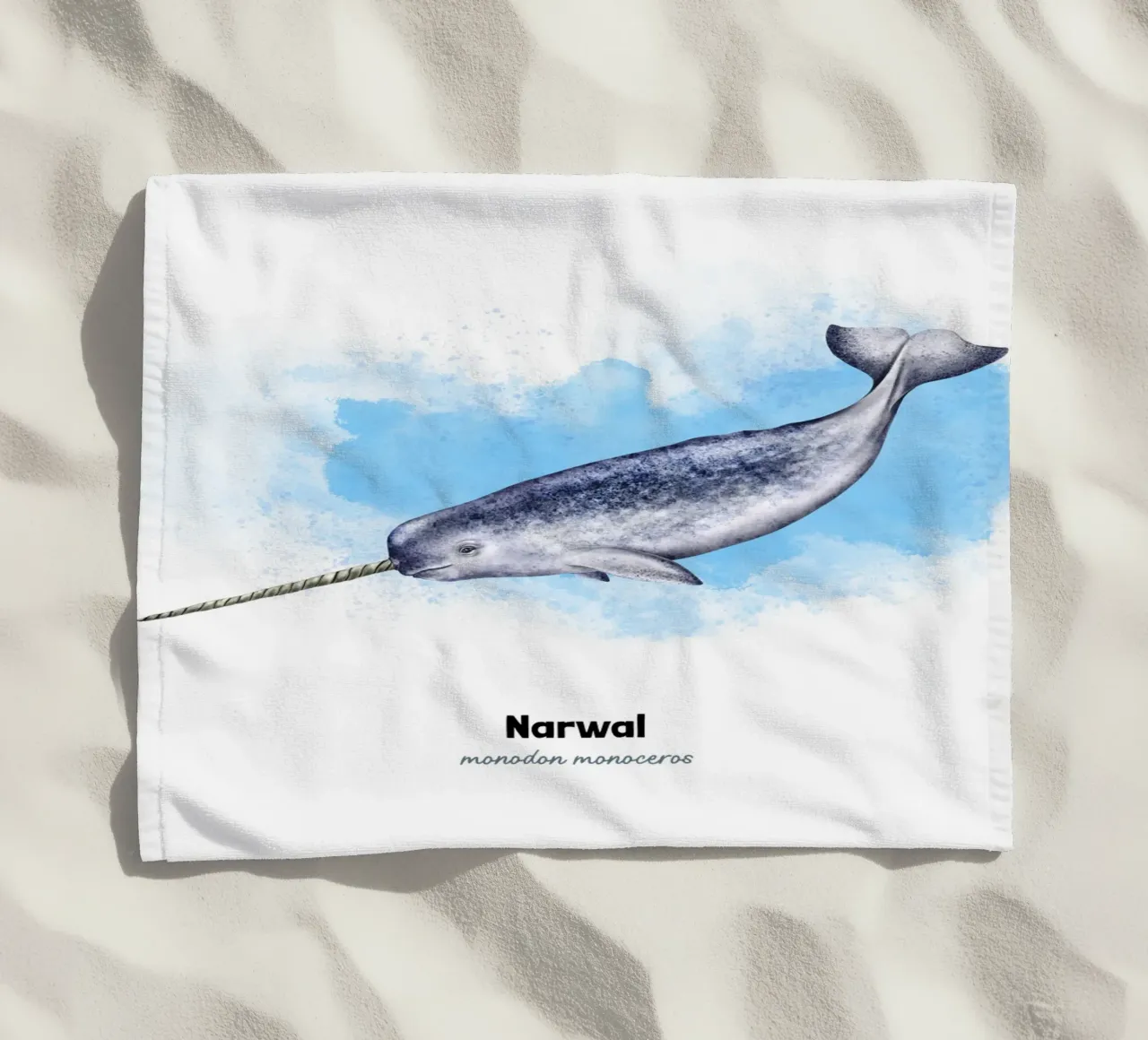 Narvalo - Acquerello telo mare da Moonlit Illustrations