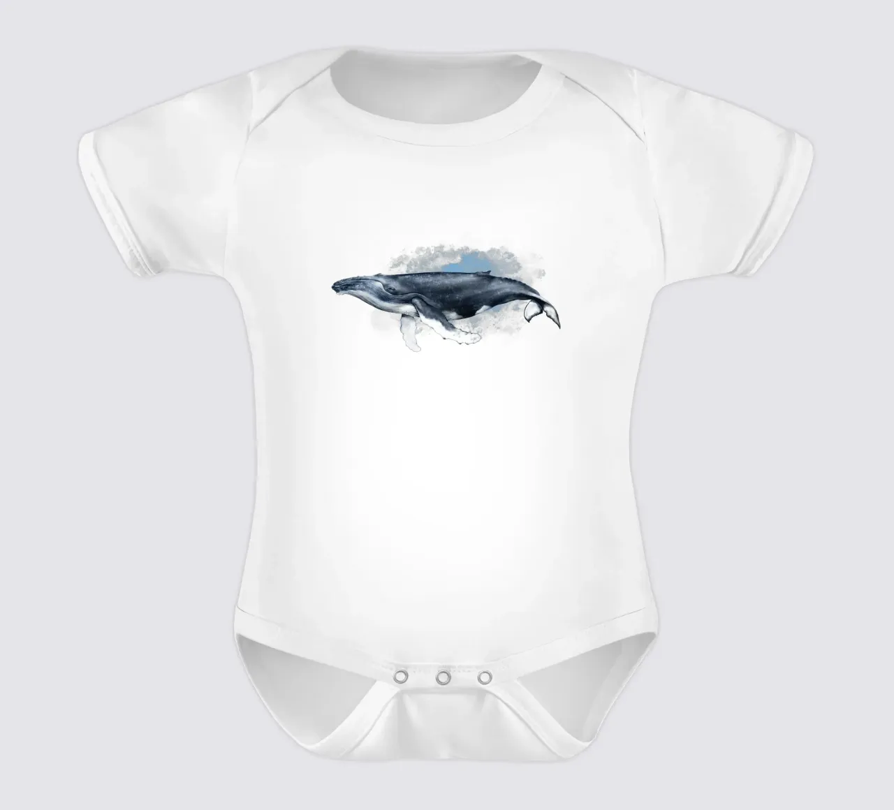 Buckelwal - Acquerello body neonato maniche corte da Moonlit Illustrations