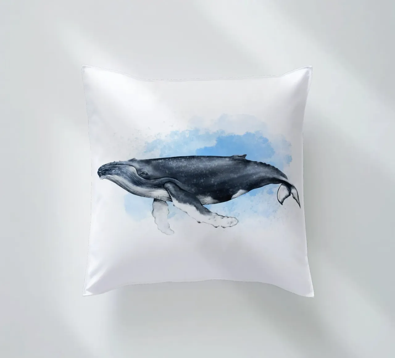 Buckelwal - Acquerello cuscino da Moonlit Illustrations