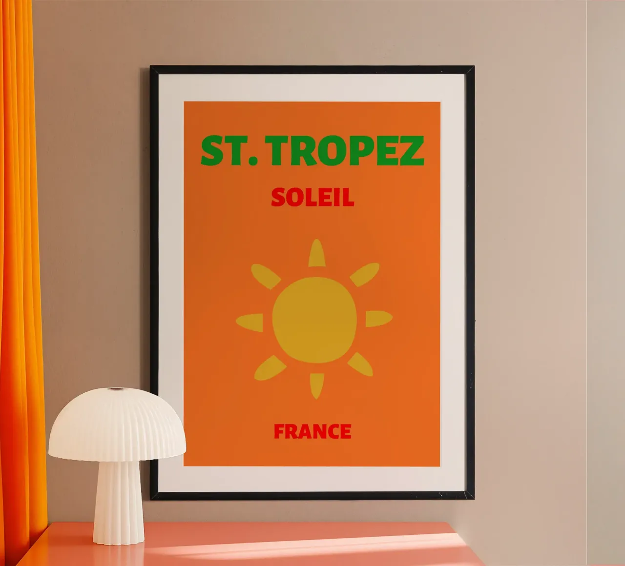 Poster solare di St. Tropez di J.F. Soleil - Pop Art Travel Vibe poster da NorwesClub