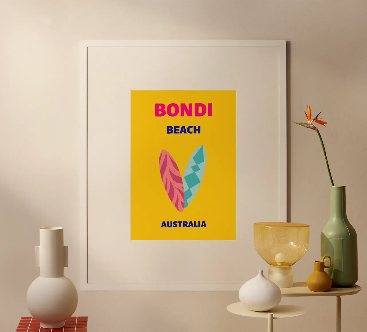 Tavole da surf di Bondi Beach di A.B. Australia - Pop Art Coastal V poster da NorwesClub