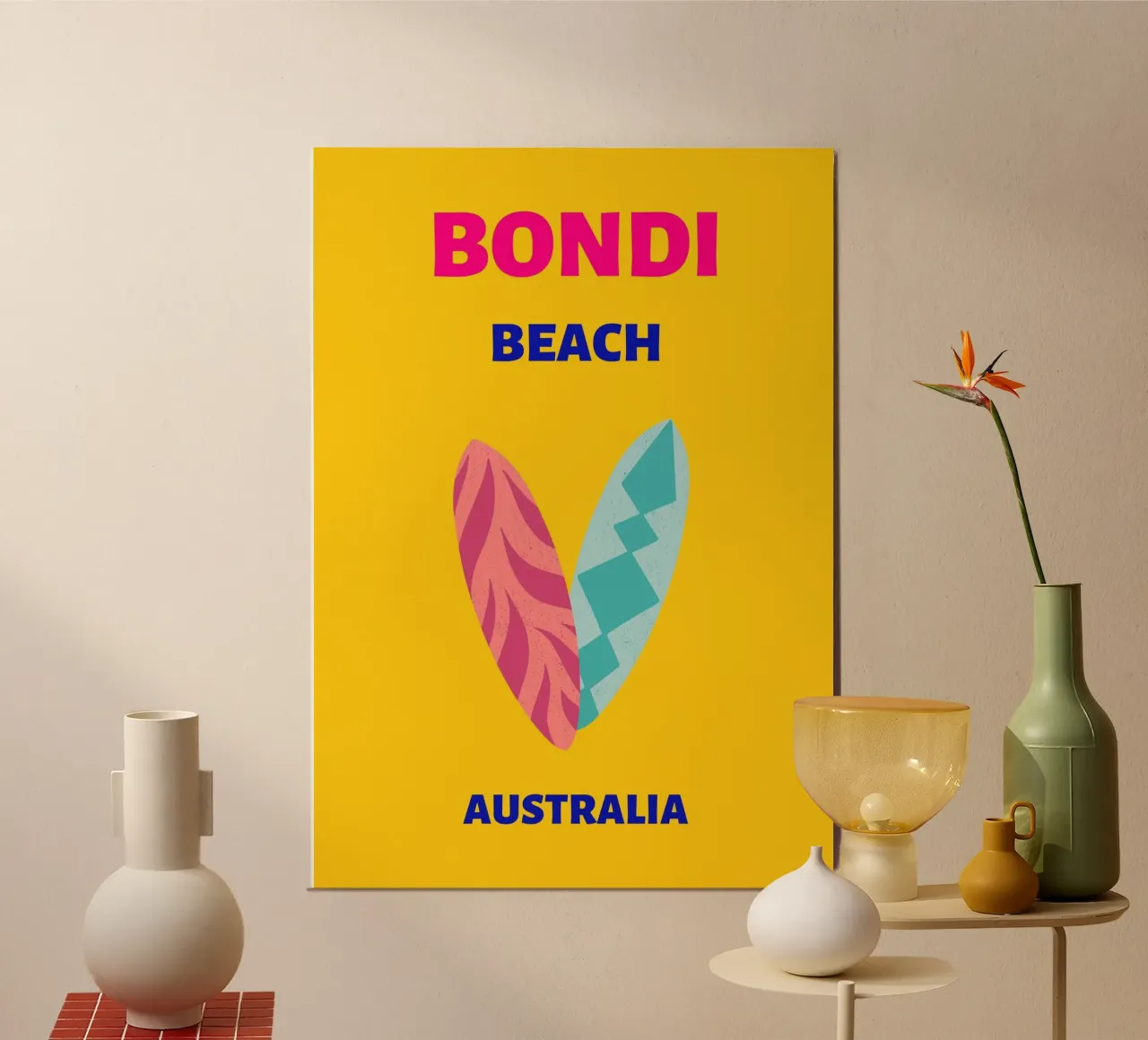 Tavole da surf di Bondi Beach di A.B. Australia - Pop Art Coastal V poster da NorwesClub