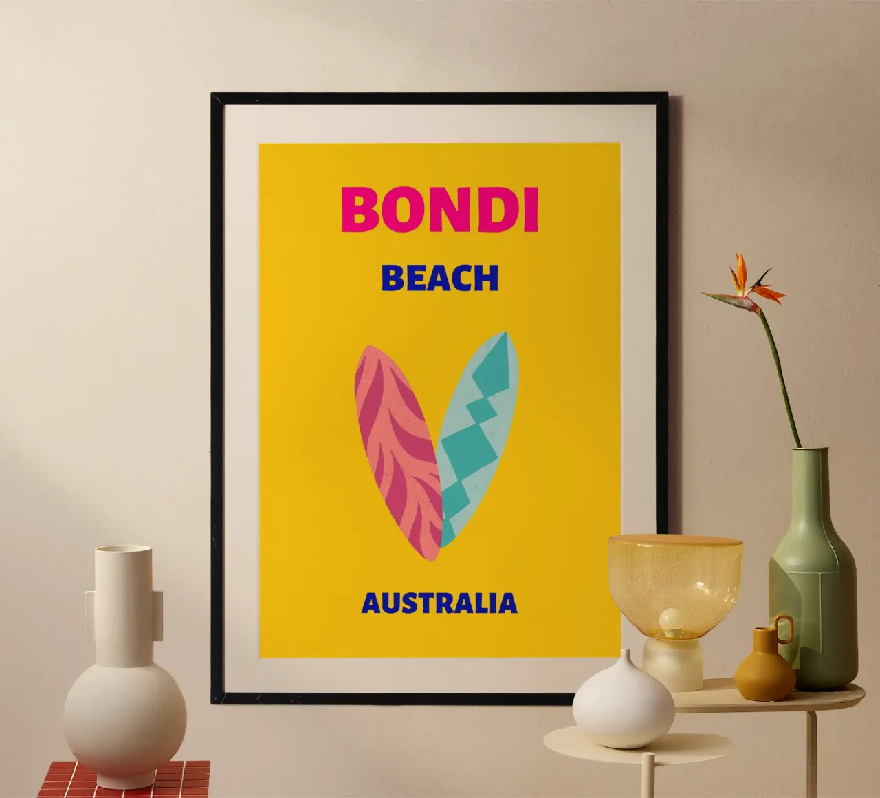 Tavole da surf di Bondi Beach di A.B. Australia - Pop Art Coastal V poster da NorwesClub