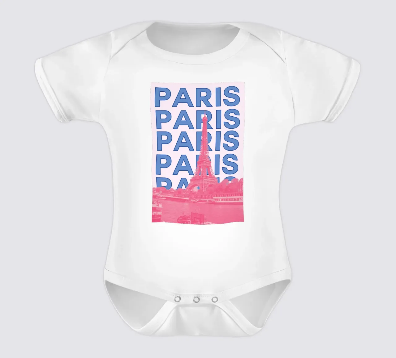 Poster della Torre Eiffel di Parigi di L.B. France - Pop Art moderna body neonato maniche corte da NorwesClub