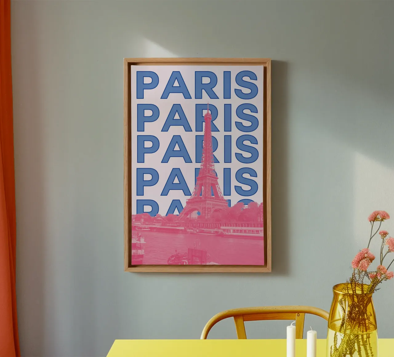 Poster della Torre Eiffel di Parigi di L.B. France - Pop Art moderna tela con Cornice a cassetta da NorwesClub