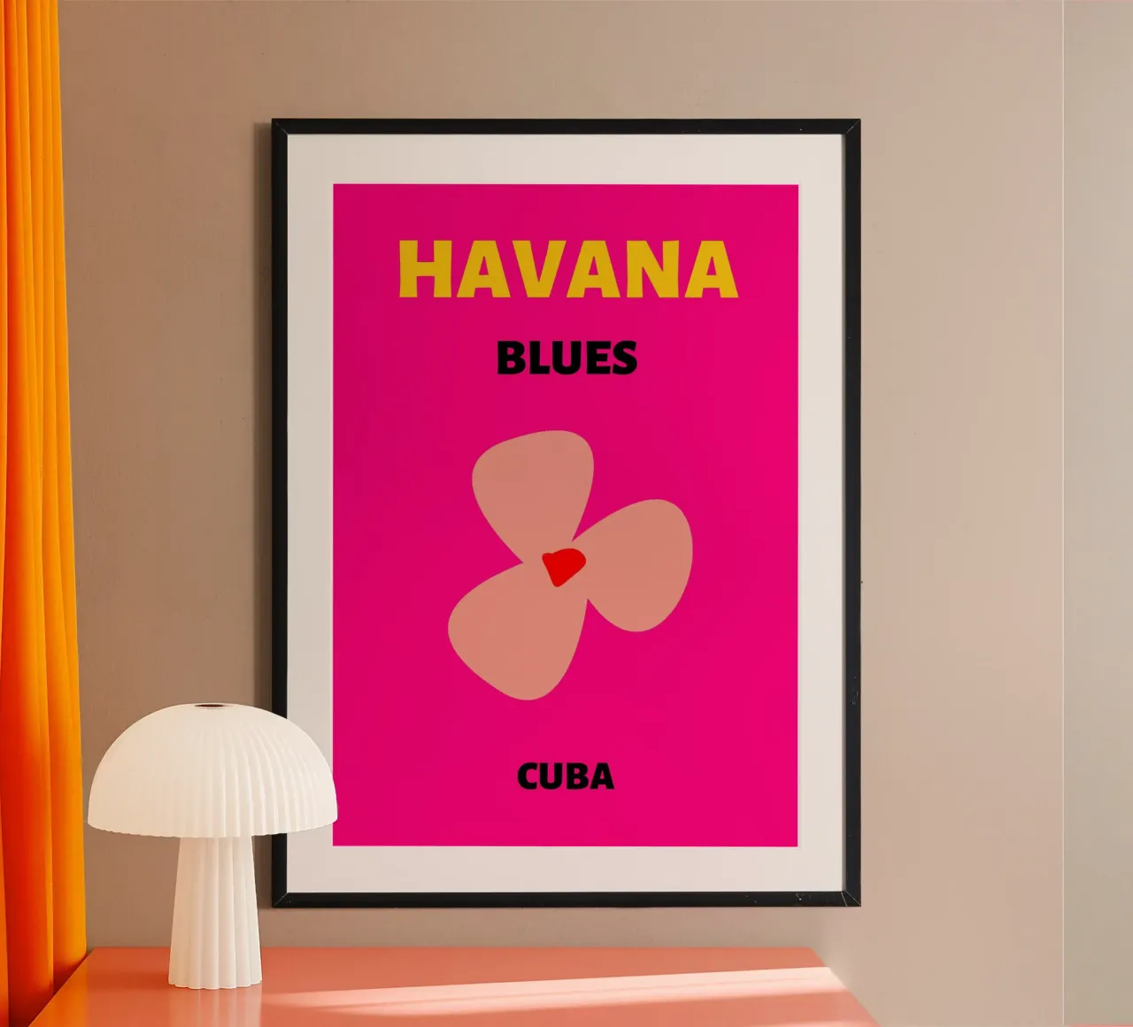 Havana Blues Flower di C.D. Cuba - Pop Art - Vibrazioni caraibiche poster con telaio in plastica da NorwesClub