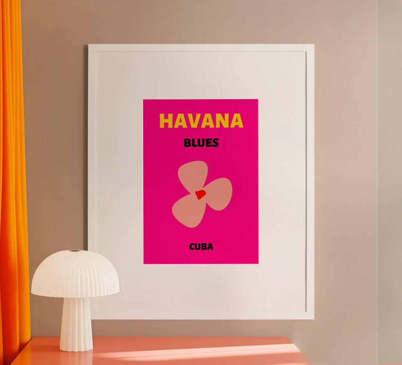 Havana Blues Flower di C.D. Cuba - Pop Art - Vibrazioni caraibiche poster con telaio in plastica da NorwesClub