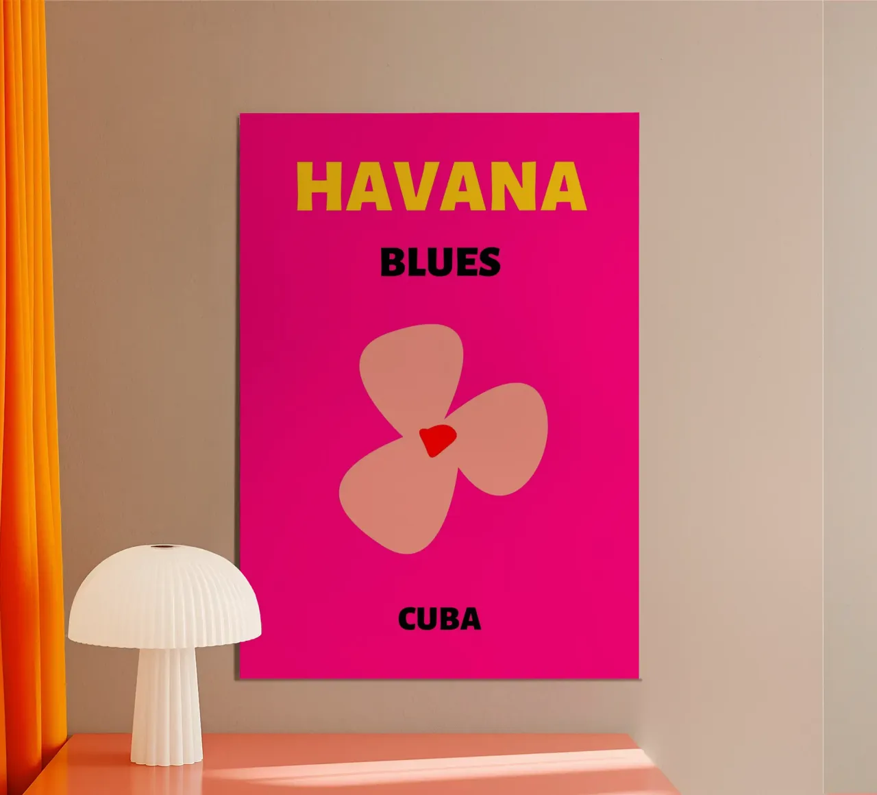 Havana Blues Flower di C.D. Cuba - Pop Art - Vibrazioni caraibiche poster con telaio in plastica da NorwesClub